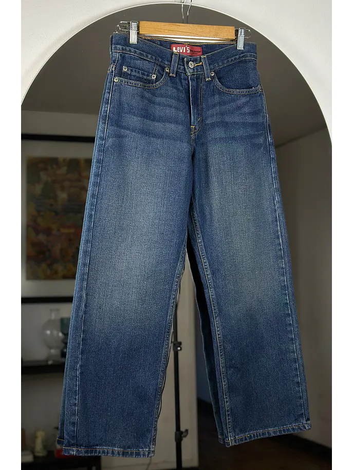 Jeans azul lavado recto 1