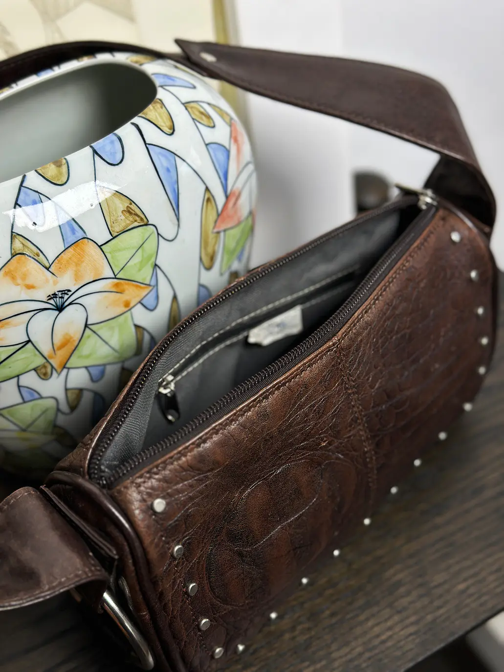 Cartera de cuero café 8