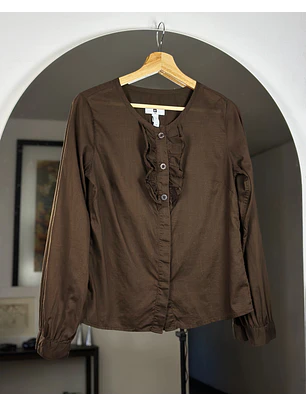 Camisa café algodón 