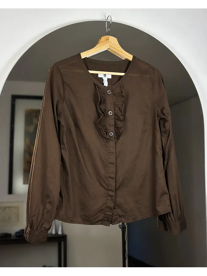 Camisa café algodón  1