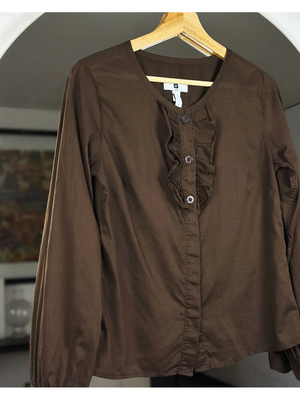 Camisa café algodón  2