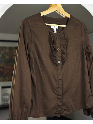 Camisa café algodón 