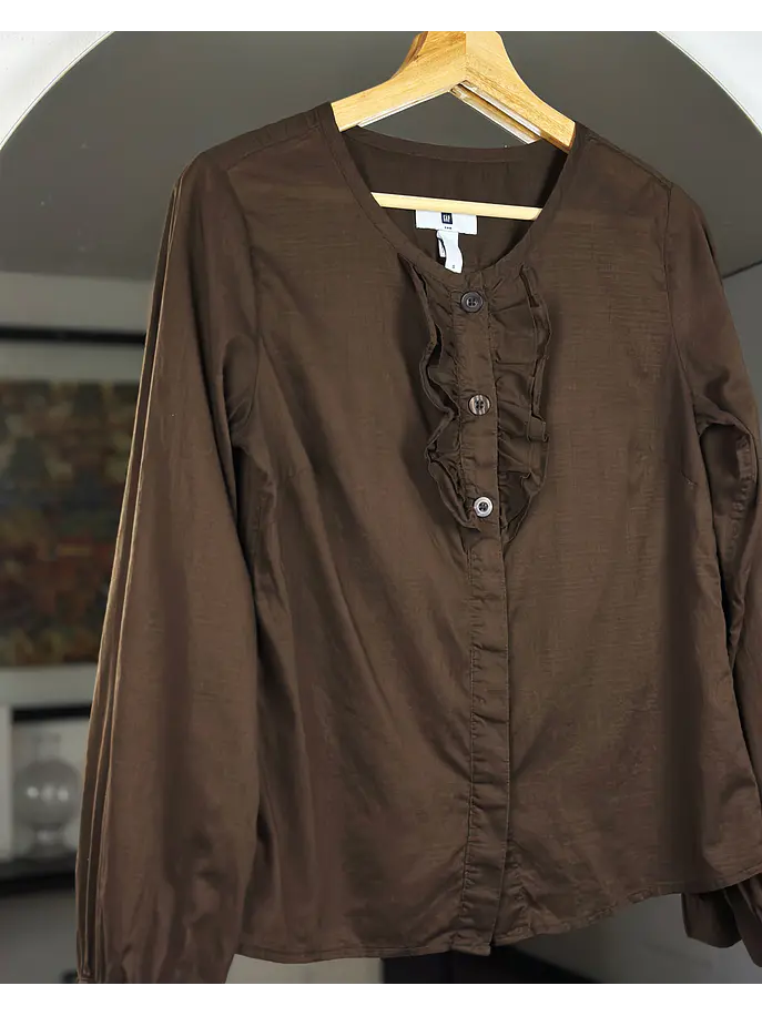 Camisa café algodón  2