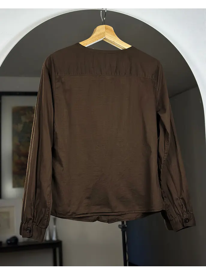 Camisa café algodón  3