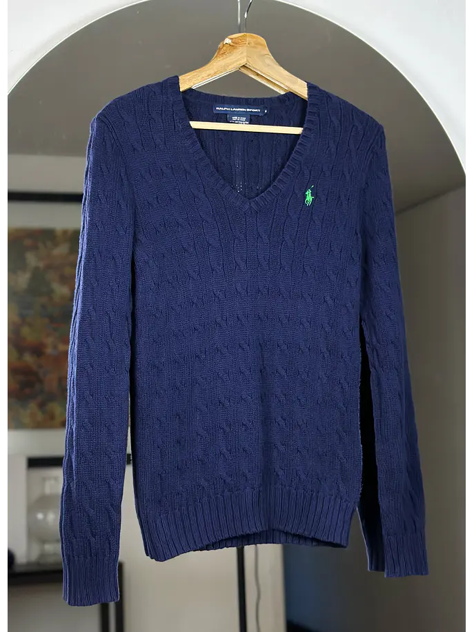 Chaleco trenzado azul 1
