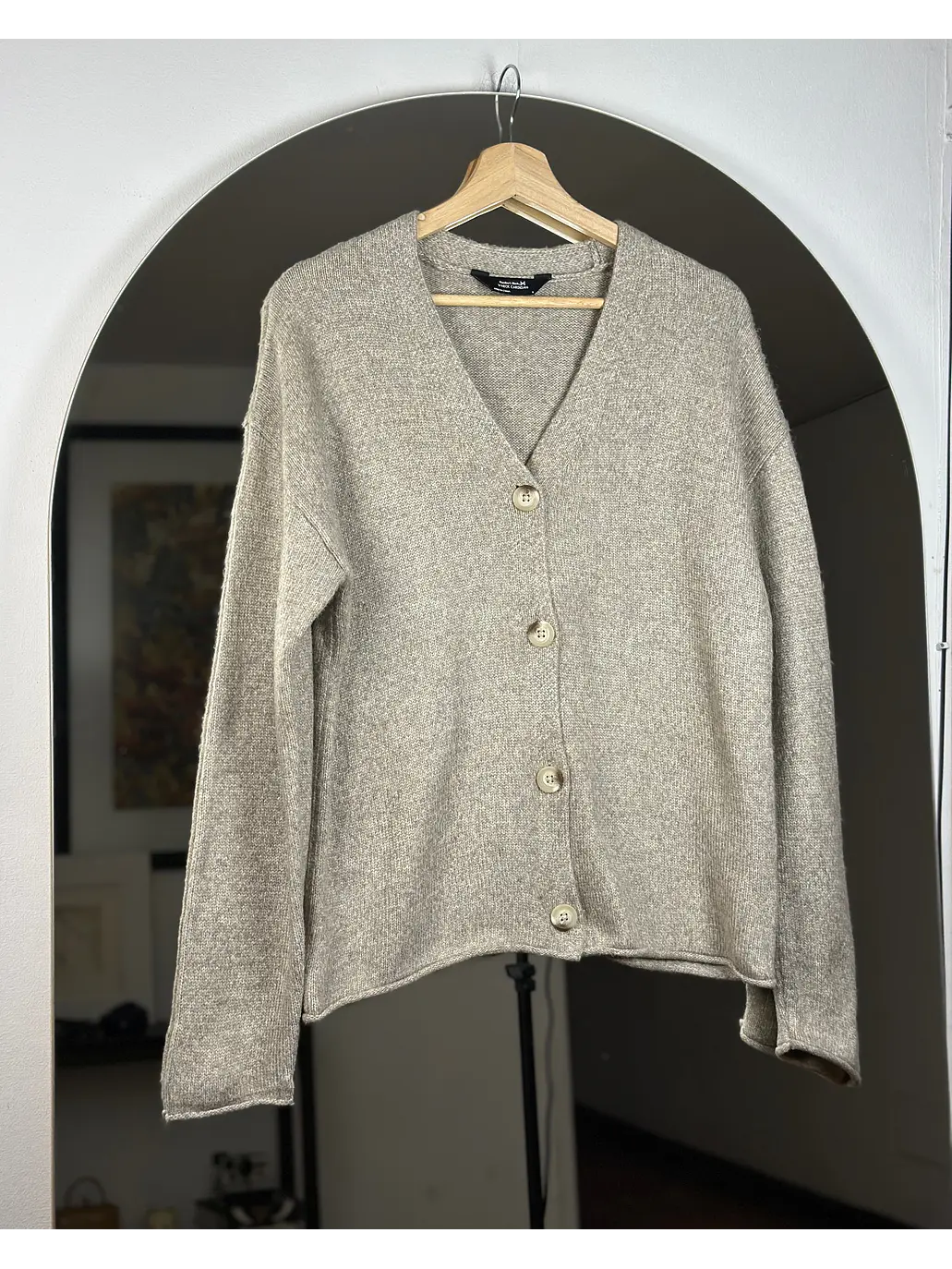 Cardigan beige jaspeado 1