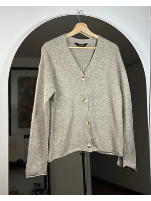 Cardigan beige jaspeado