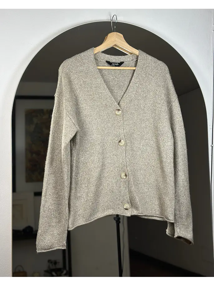 Cardigan beige jaspeado 1