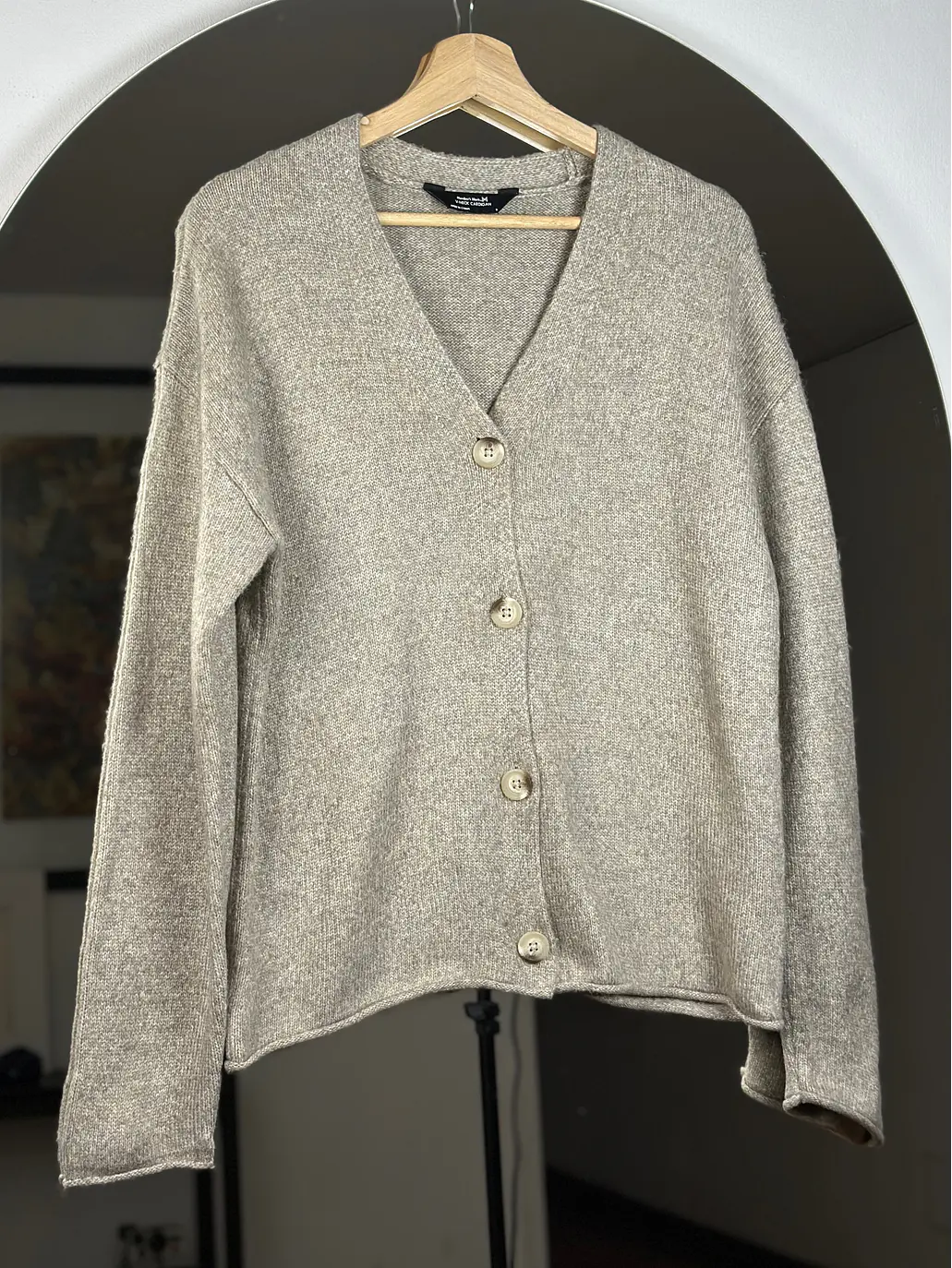 Cardigan beige jaspeado 2