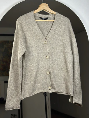 Cardigan beige jaspeado