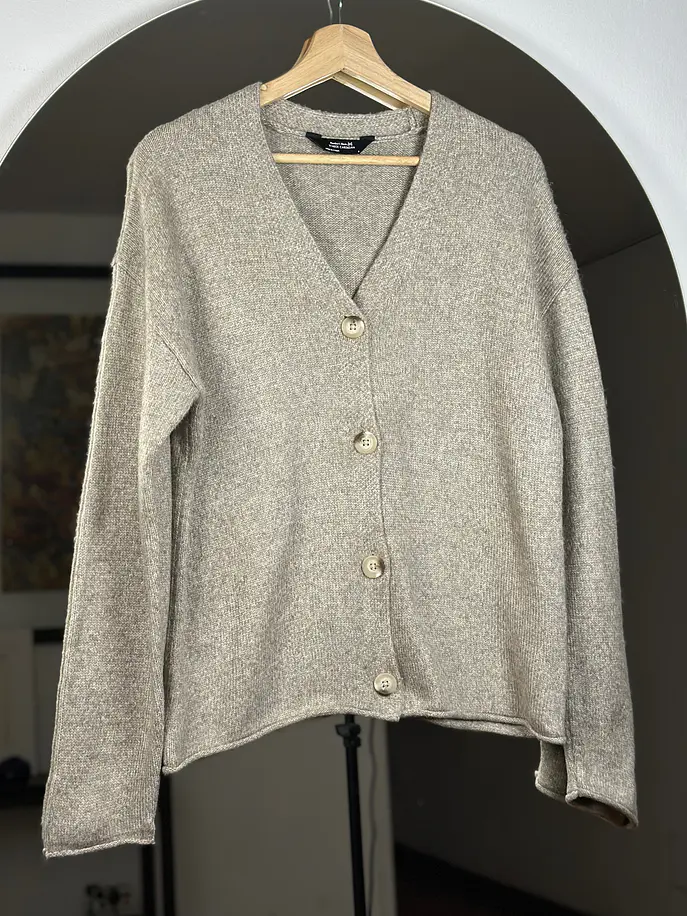 Cardigan beige jaspeado 2