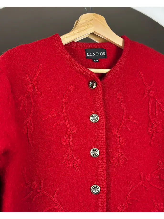 Chaqueta de lana roja bordada 3