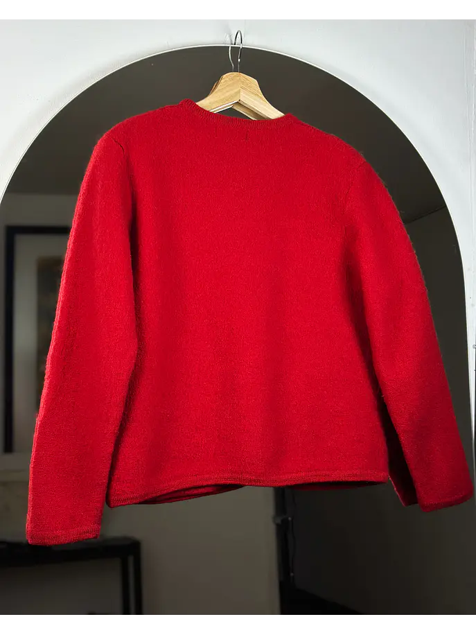 Chaqueta de lana roja bordada 4