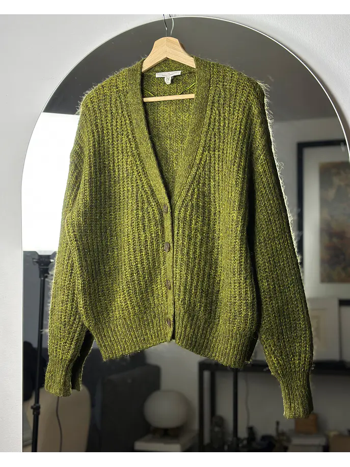 Cardigan verde jaspeado 1