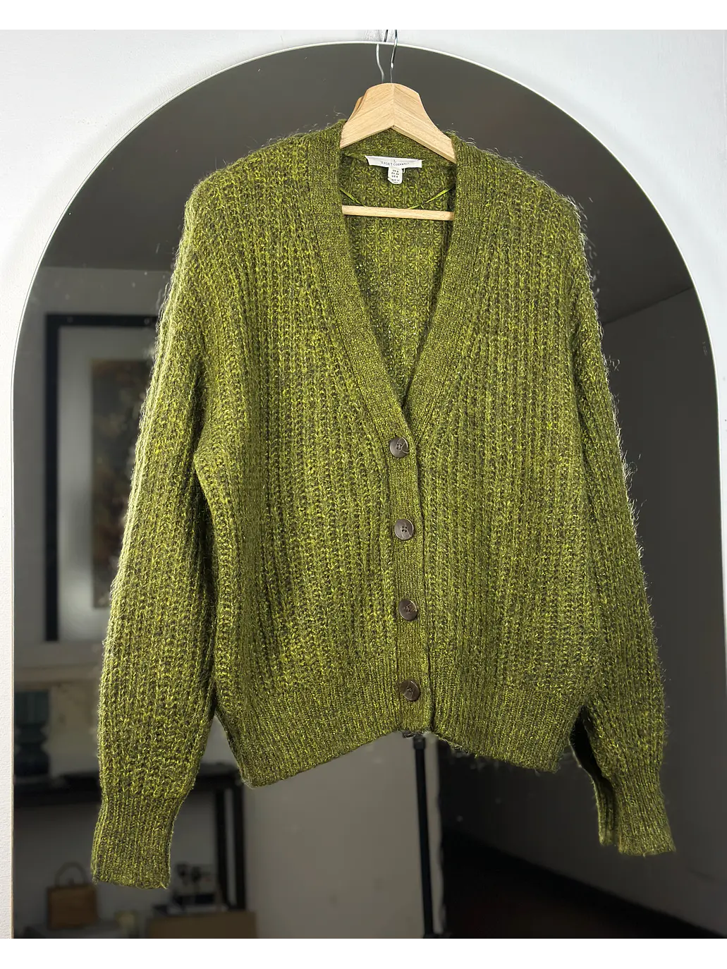 Cardigan verde jaspeado 2