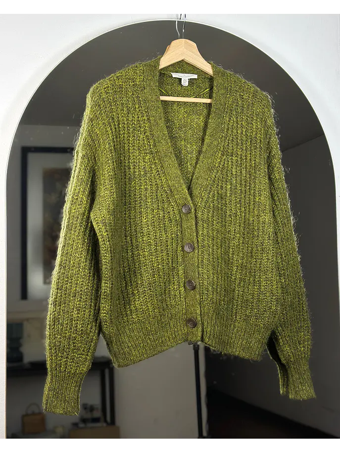 Cardigan verde jaspeado 2