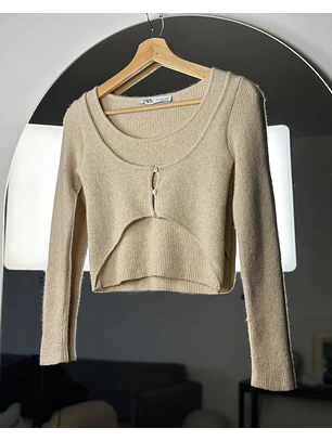 Top lana beige
