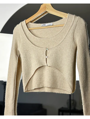 Top lana beige