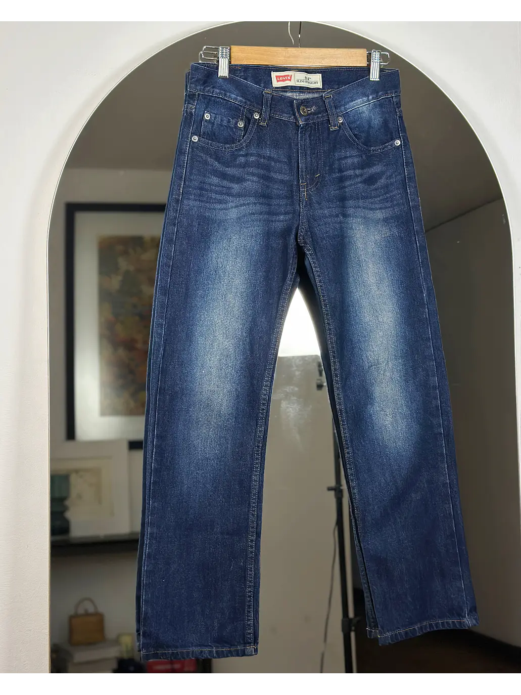 Jeans azul lavado recto 1