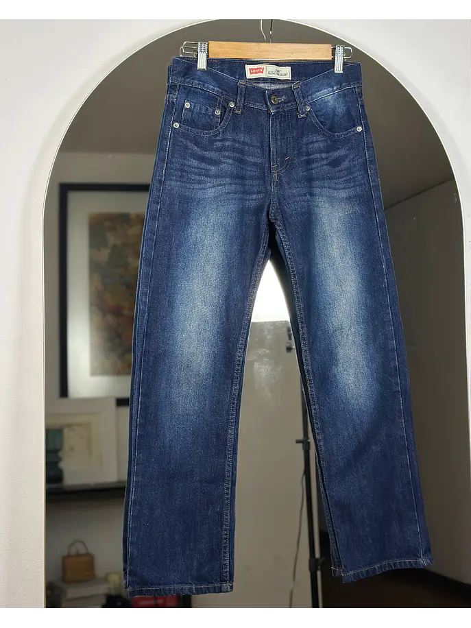 Jeans azul lavado recto 1