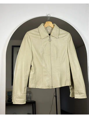 Chaqueta de cuero beige