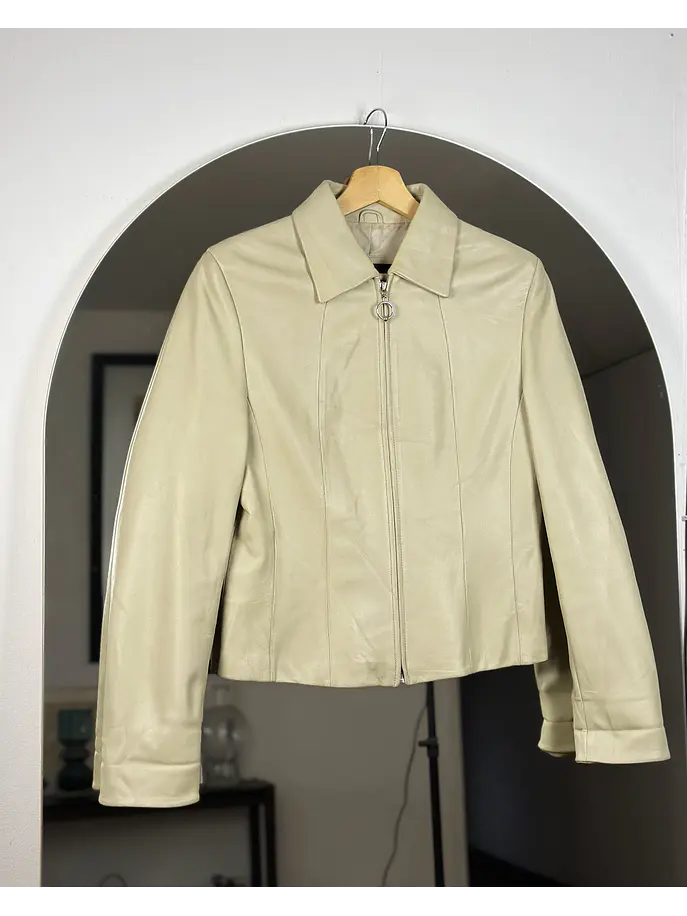 Chaqueta de cuero beige 1