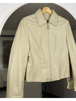 Chaqueta de cuero beige