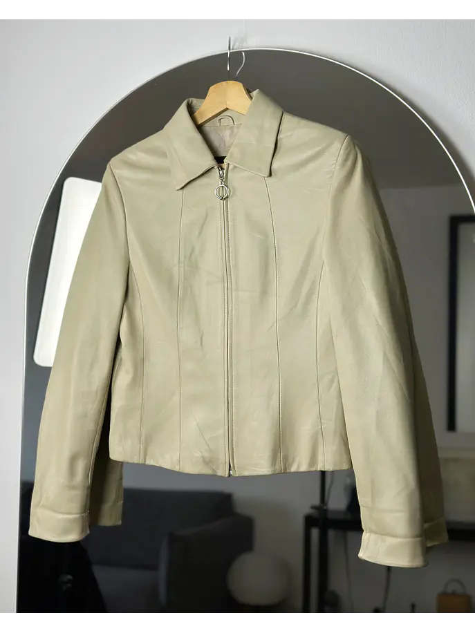 Chaqueta de cuero beige 4