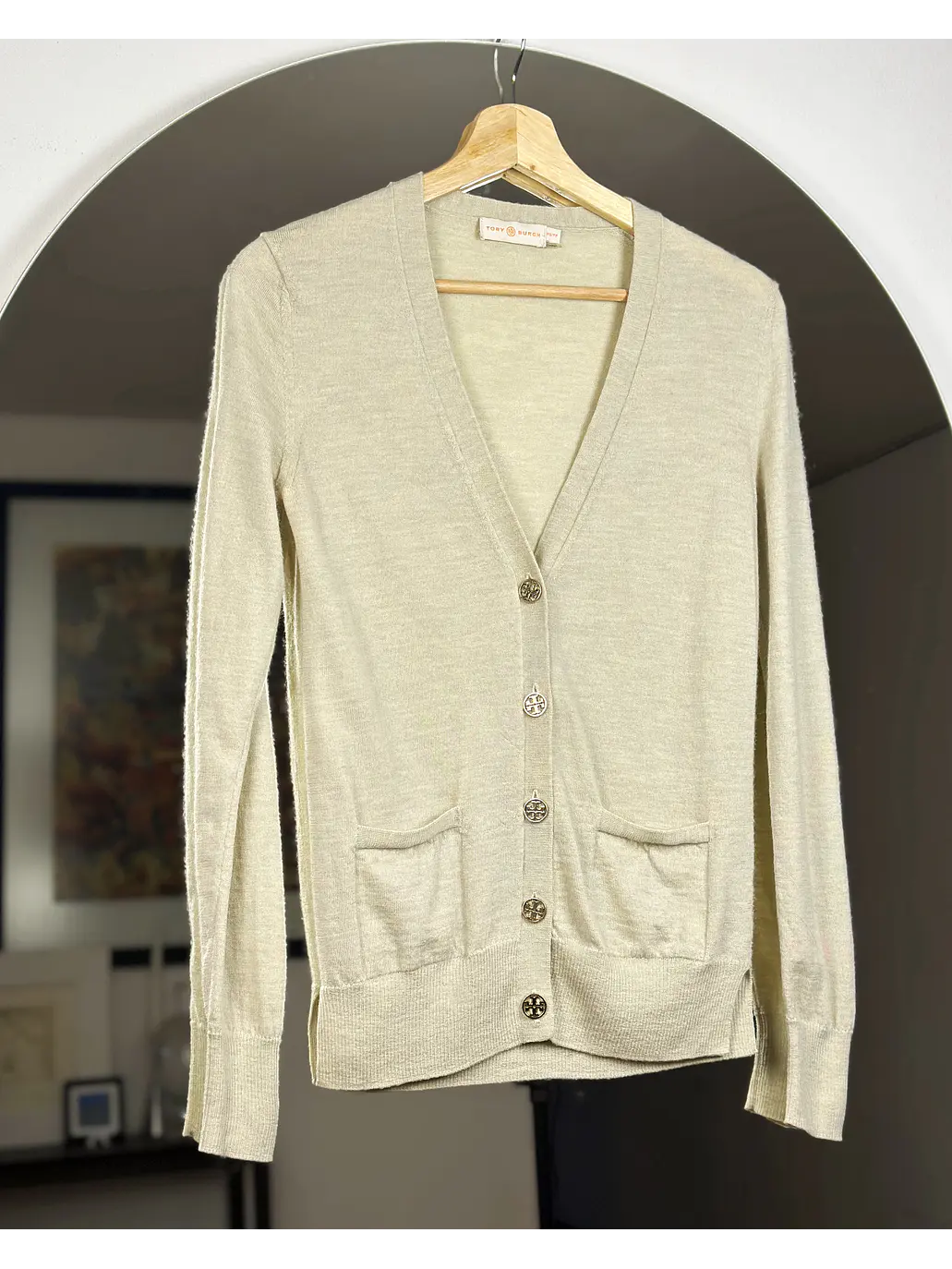 Cardigan beige lana merino 1