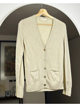 Cardigan beige lana merino