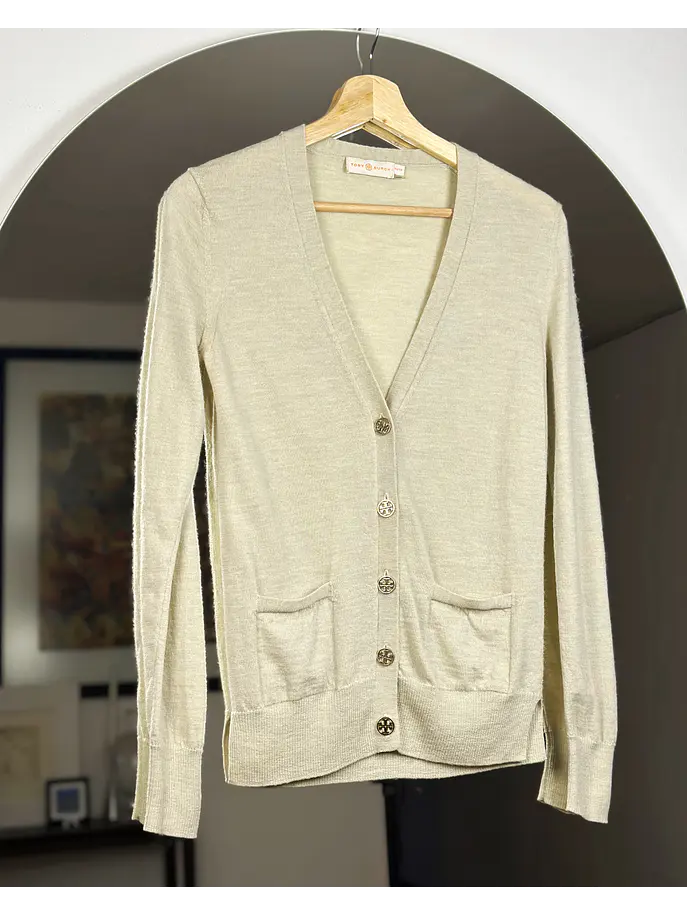 Cardigan beige lana merino 1