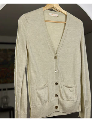 Cardigan beige lana merino