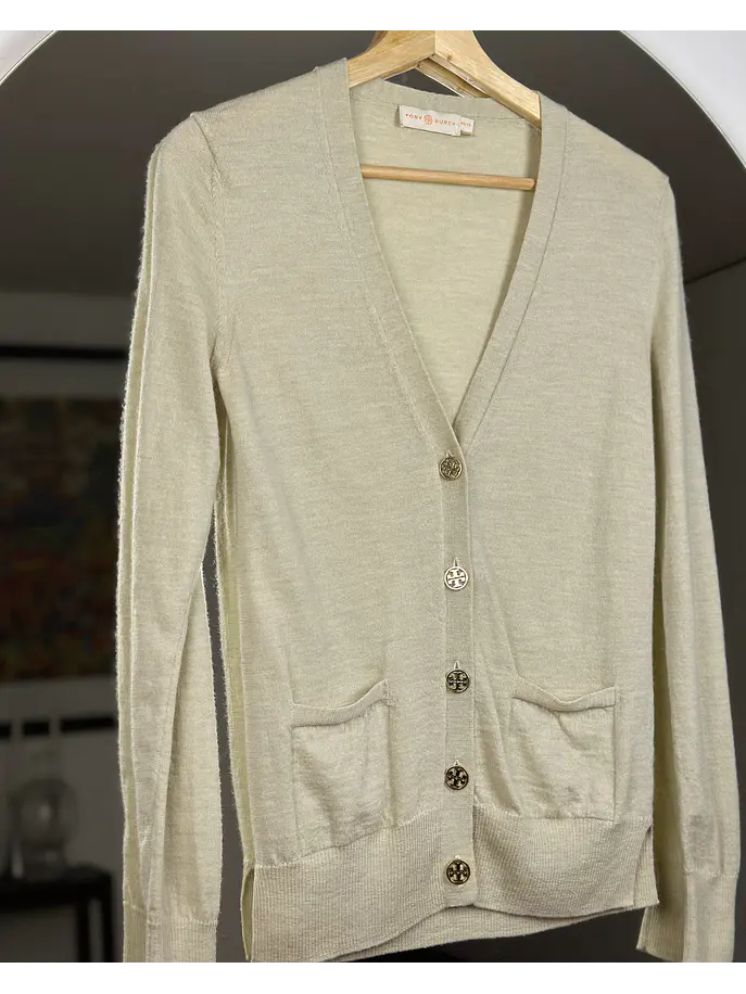 Cardigan beige lana merino 2