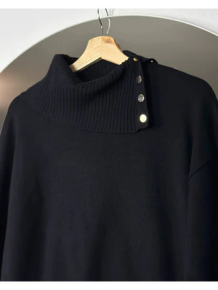 Chaleco negro cuello caído 