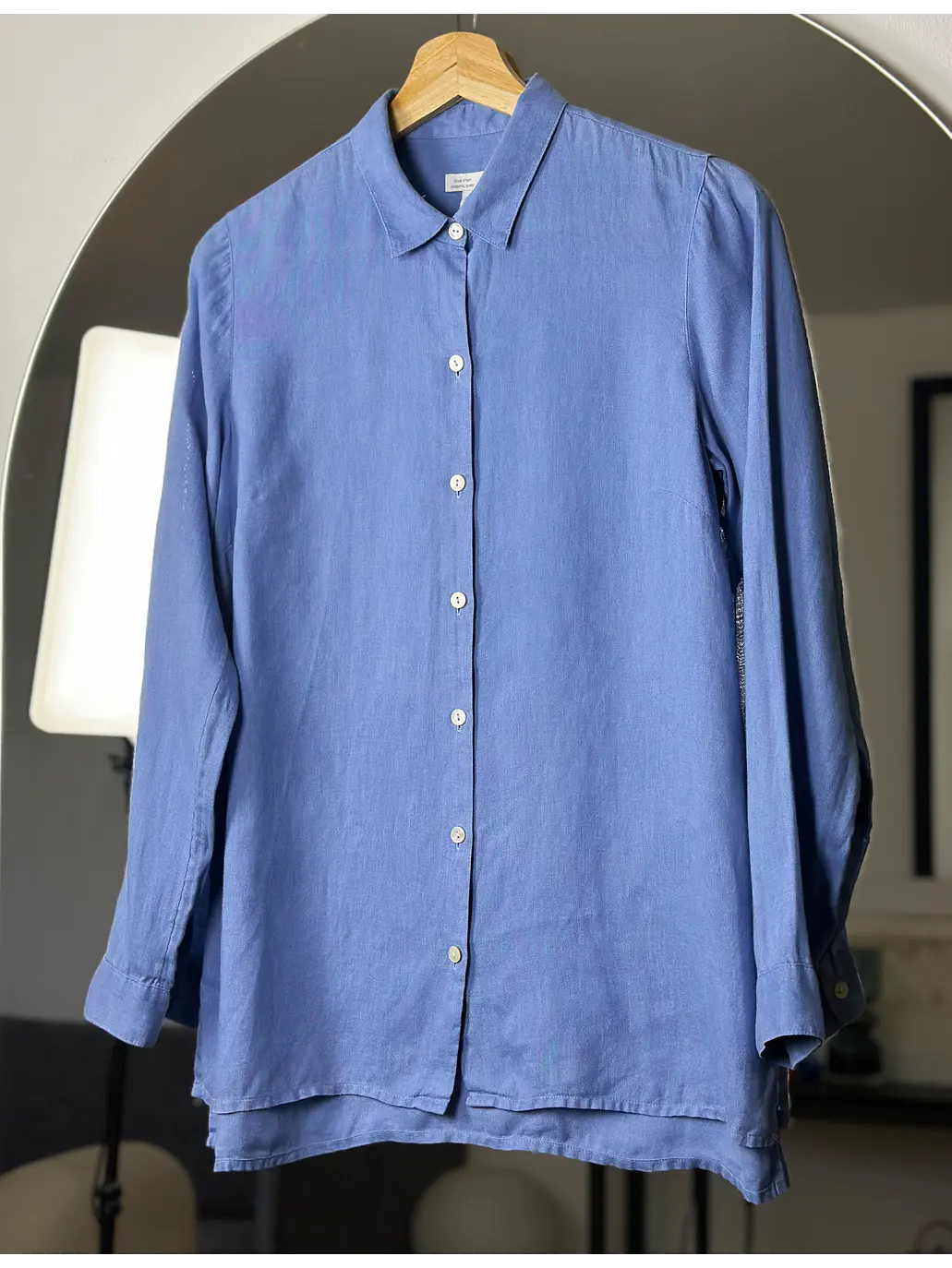 Camisa lino celeste  2
