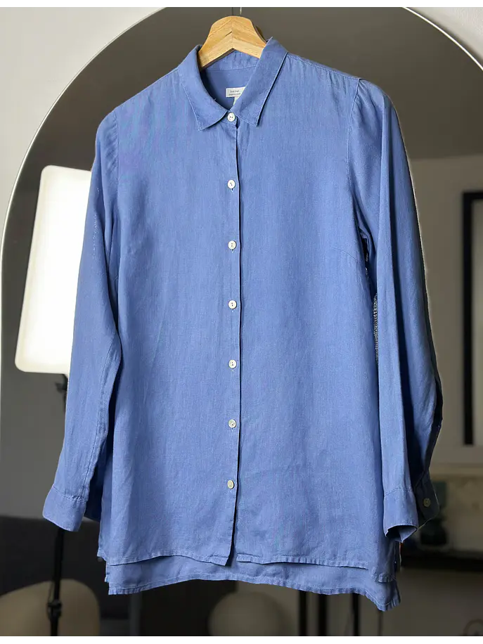 Camisa lino celeste  2