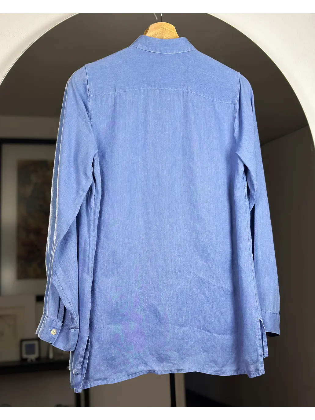 Camisa lino celeste  3