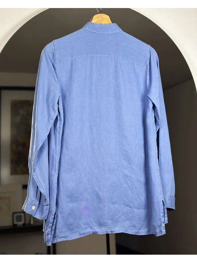 Camisa lino celeste  3