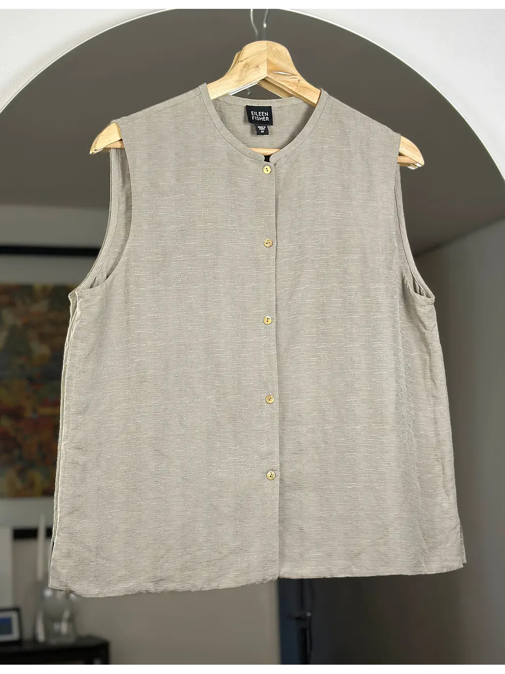Top gris seda y lino 1