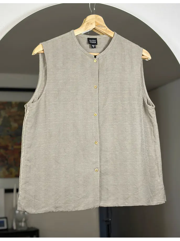Top gris seda y lino 1
