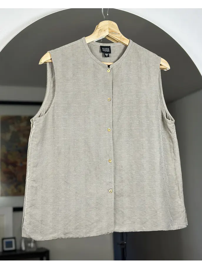 Top gris seda y lino 3