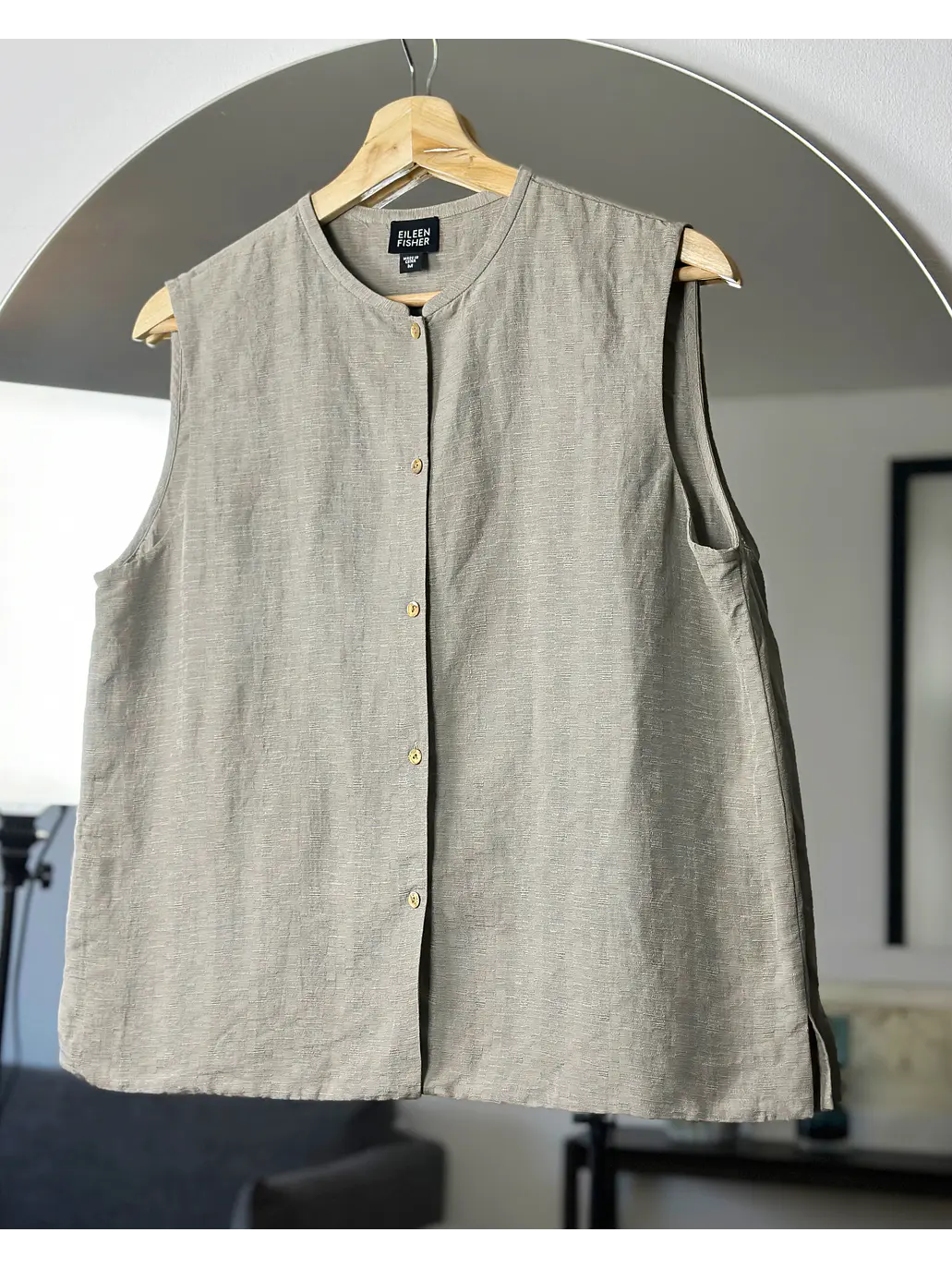 Top gris seda y lino 4