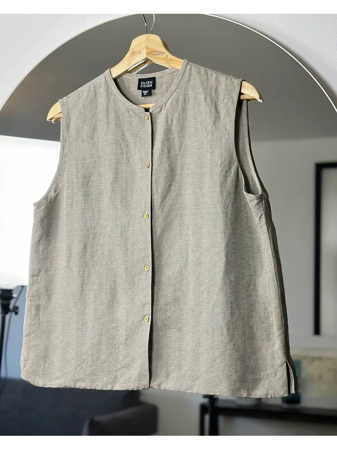 Top gris seda y lino 4