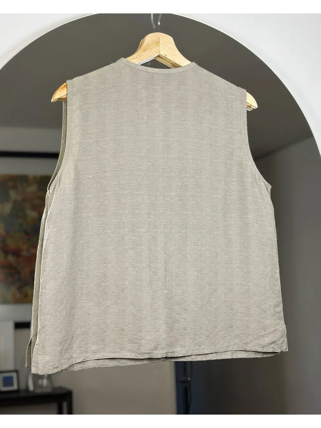 Top gris seda y lino 5
