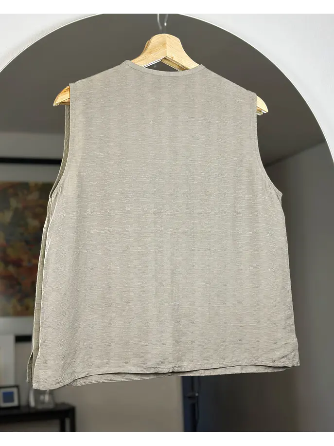 Top gris seda y lino 5