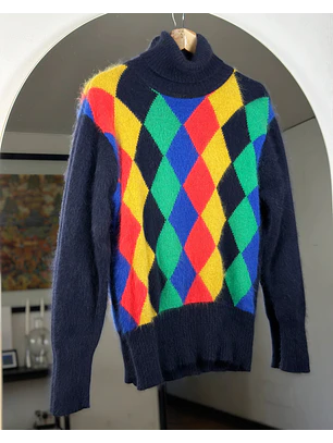 Chaleco azul con rombos