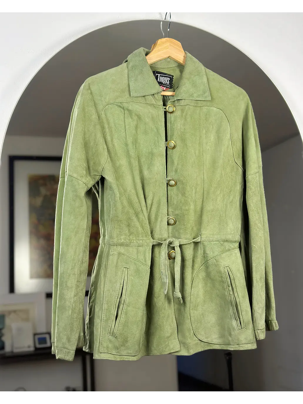 Chaqueta de cuero verde  1