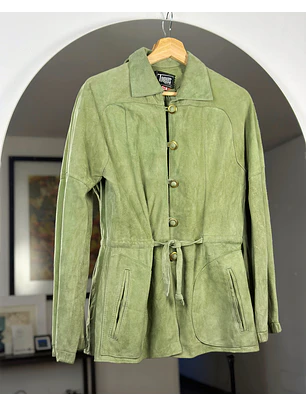Chaqueta de cuero verde 