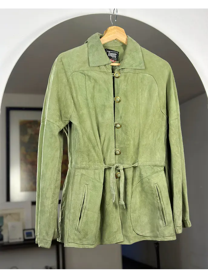 Chaqueta de cuero verde  1