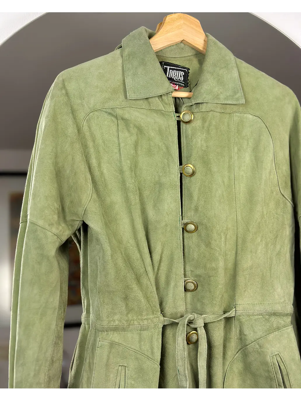 Chaqueta de cuero verde  2